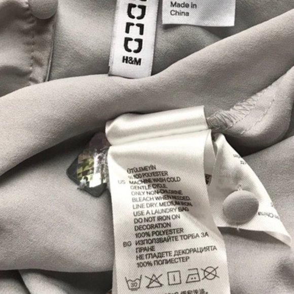 H&M Gray Jewel Cap Short Sleeve Boxy Blouse Top Diamond Crystal Silver Dressy 4 - Picture 9 of 10